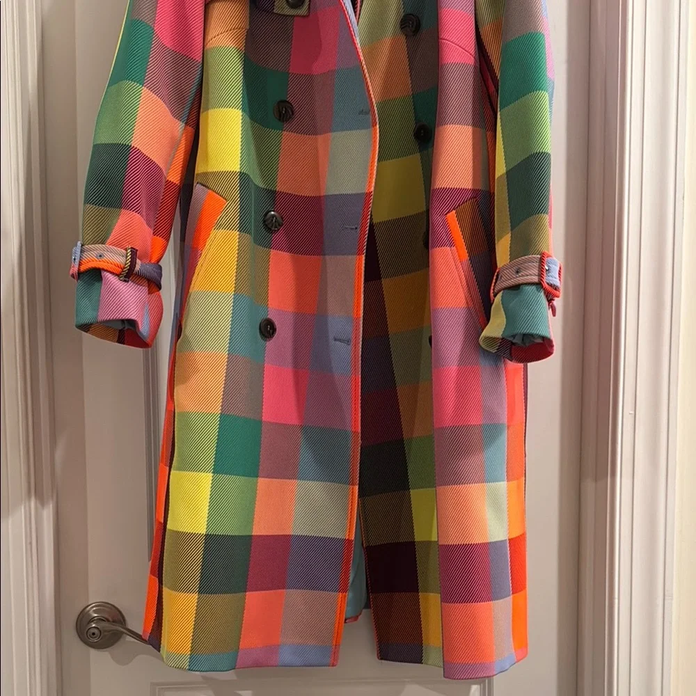 NWT Boden Viral Neon Checkered Trench - Picture 4 of 5